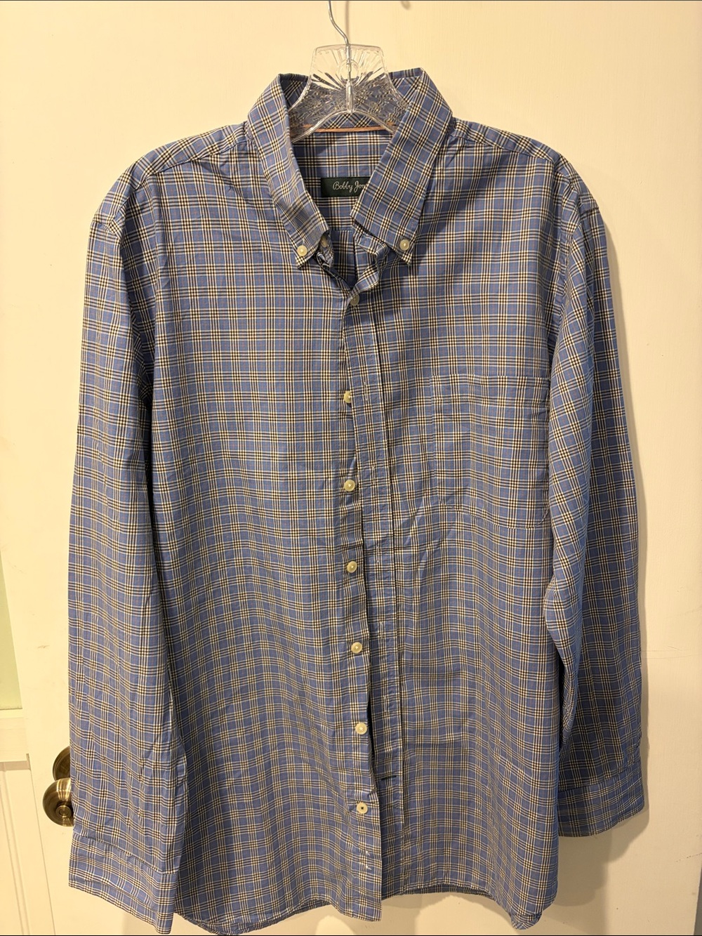 Bobby Jones Blue and Yellow Plaid Button-Down Shirt size L long sleeve